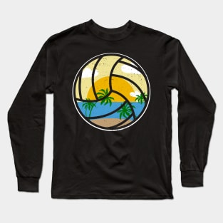 Beach Volleyball Summer Sports Beach Palms Design Long Sleeve T-Shirt